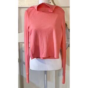American Eagle Long Sleeve Cropped Mock NeckTee In Coral, M